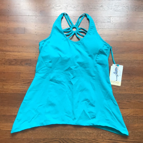 Satva Tops - Organic Cotton Yoga tank by Satva, blue, Sz L